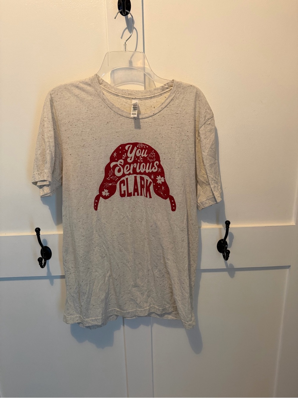 Bella Canvas Cream Short Sleeve Tee with Red Graphic Hat Design